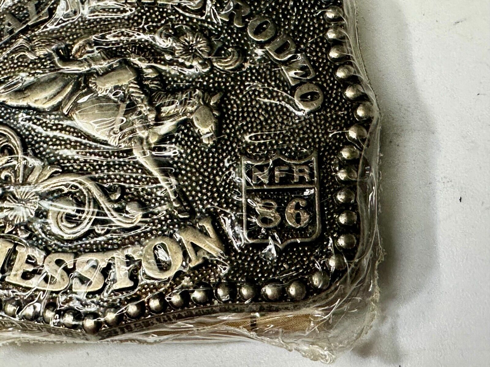 1986 Hesston National Finals Rodeo NFR Cowboys Youth Size NOS Belt Buckle