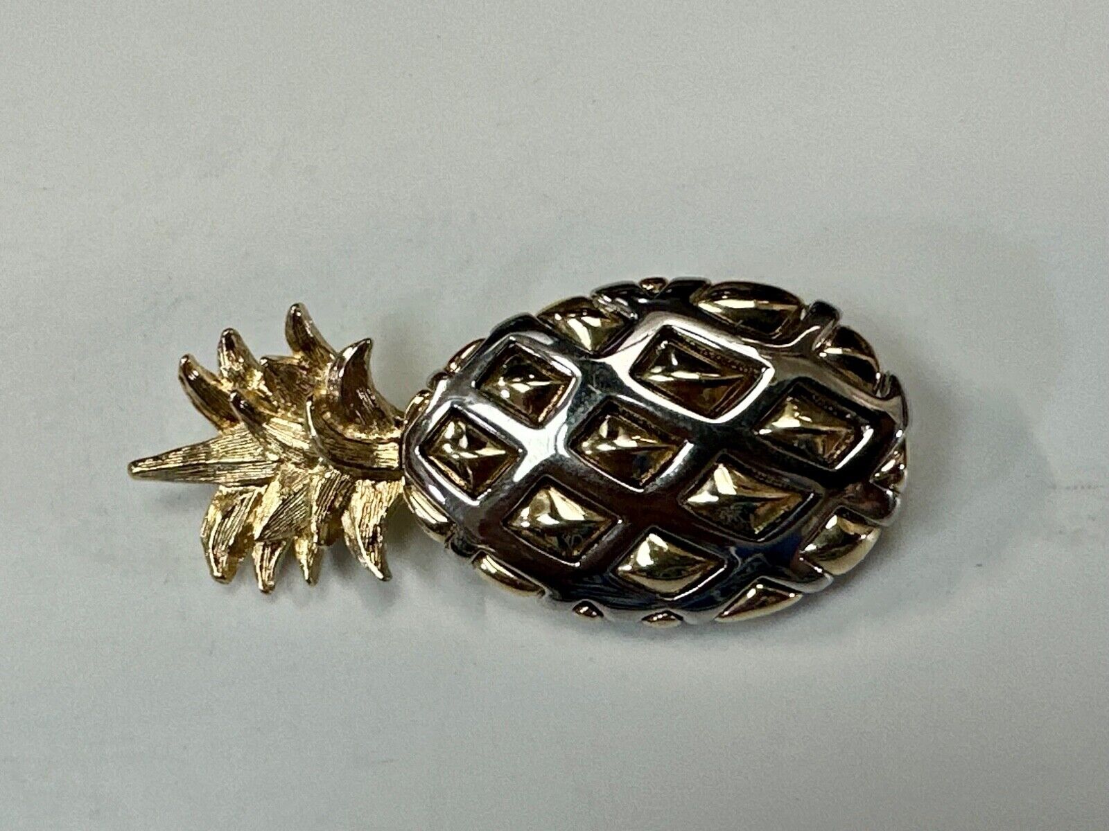 Vintage Jewelry Signed LC Silver & Gold Tone Pineapple
