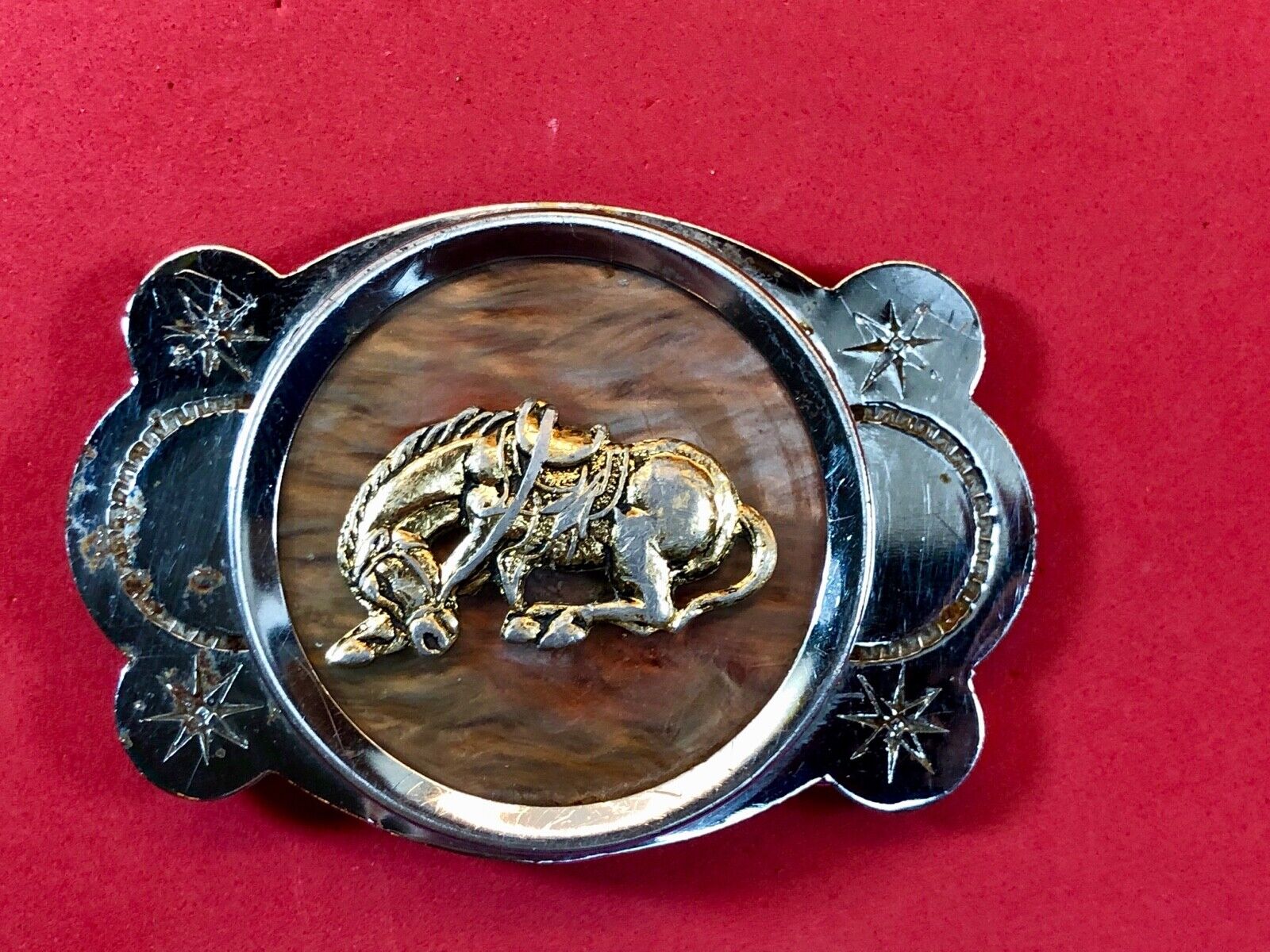Vintage Horse in CenterPiece Rodeo Cowboy western belt buckle 