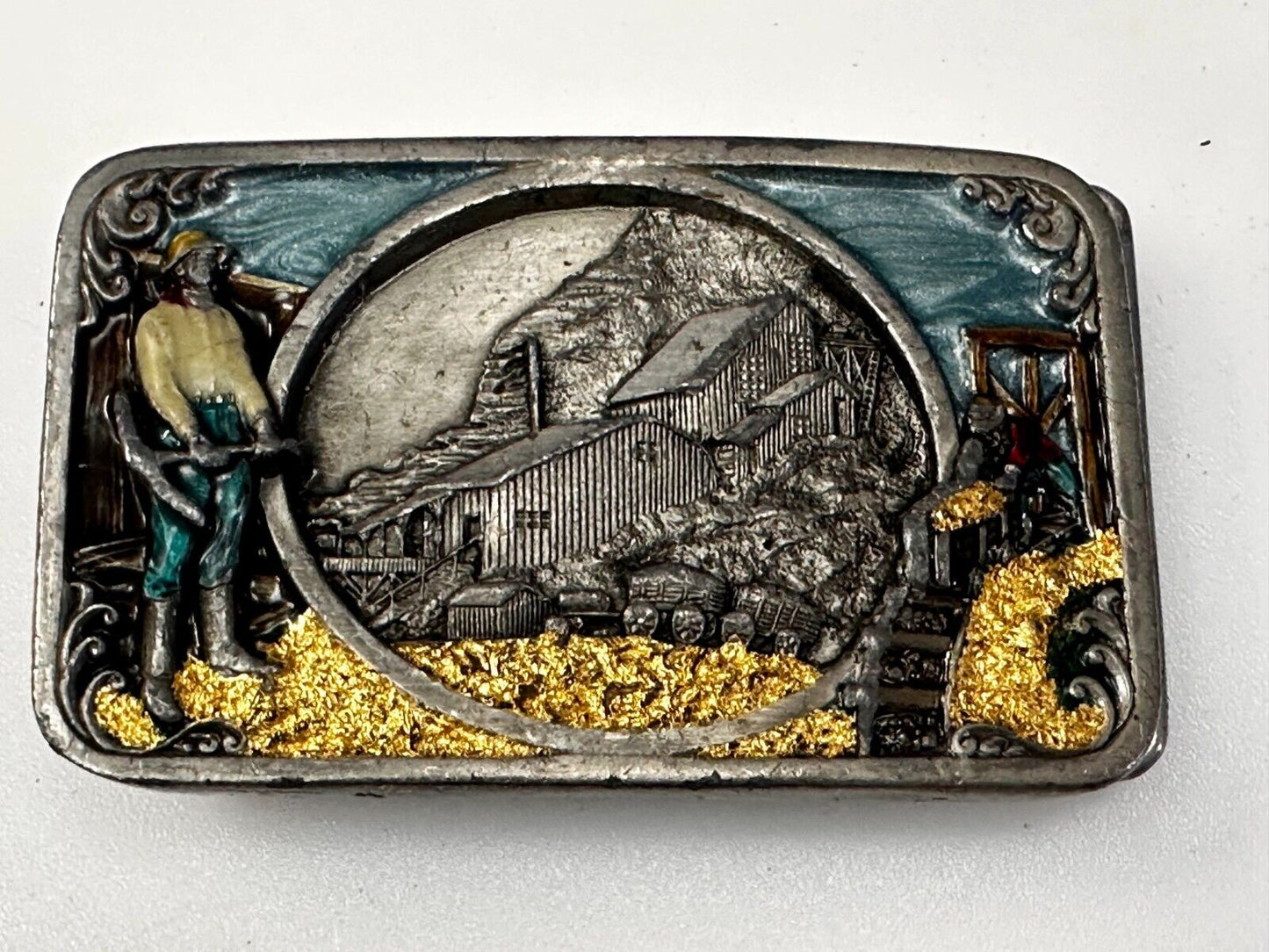 Underground Miners Processing Mill Historical Vintage 1983 Siskiyou Belt Buckle