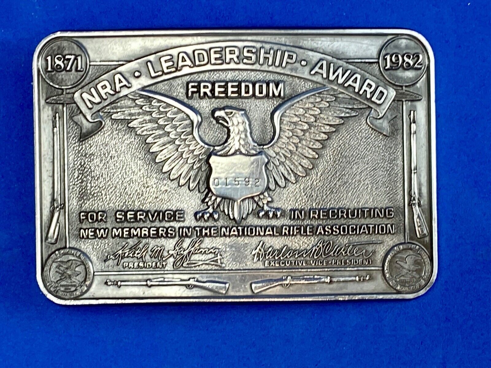 NRA Leadership Award - Freedom belt buckle - service in recruiting