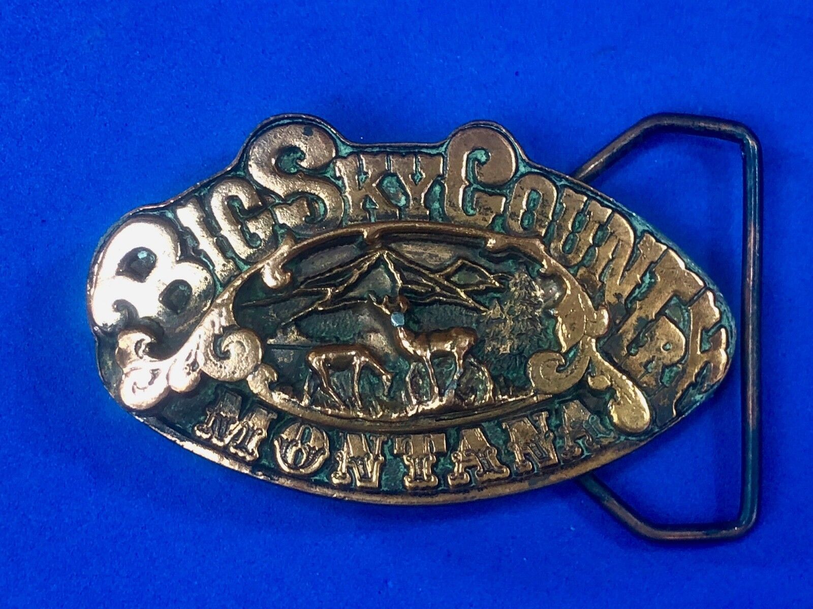 Vintage 1976 Rare Big Sky Country Montana Vintage Adezy 3D Copper Belt Buckle