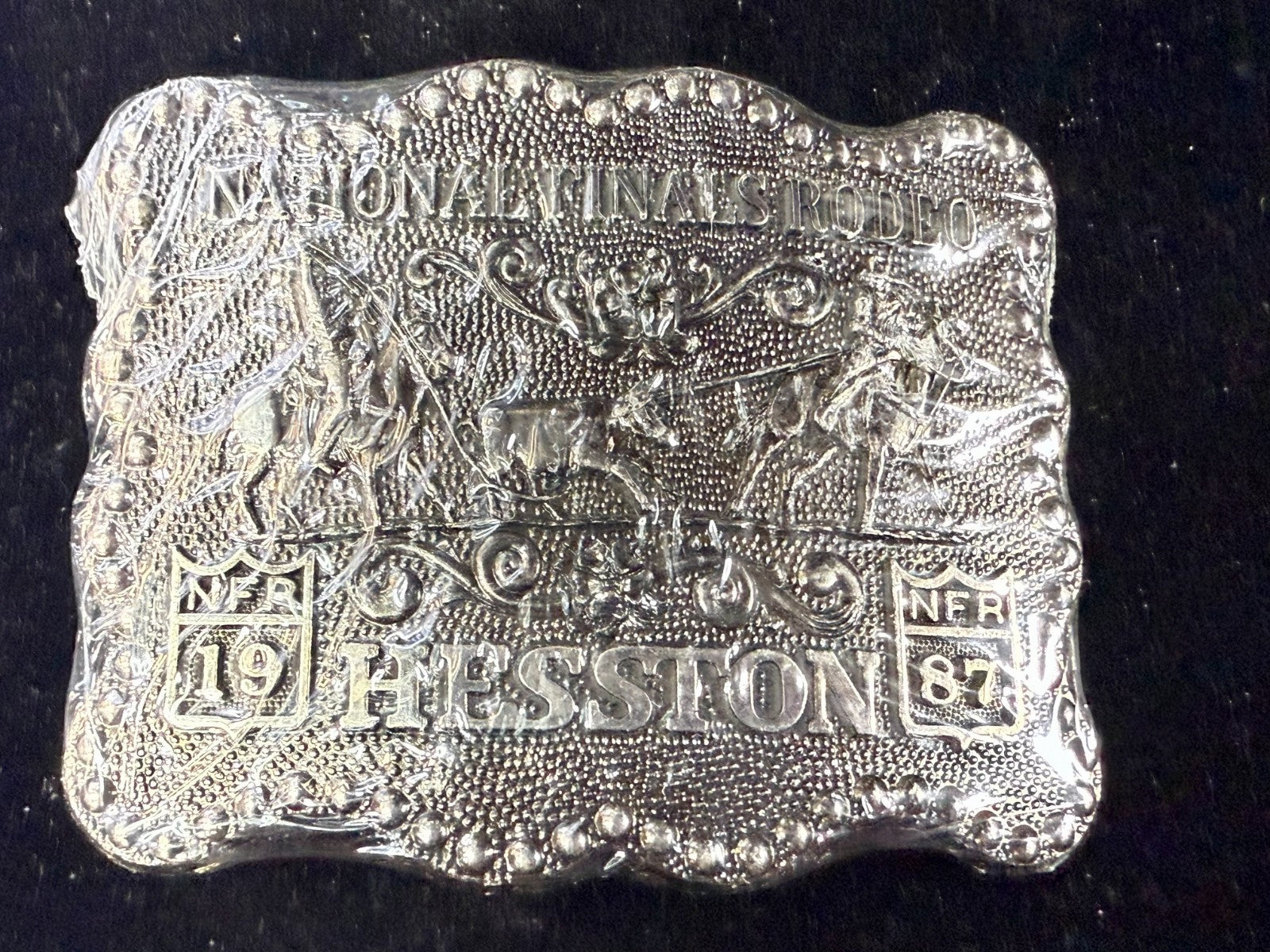 1987 Hesston NFR National Finals Rodeo Calf Roping NOS Belt Buckle
