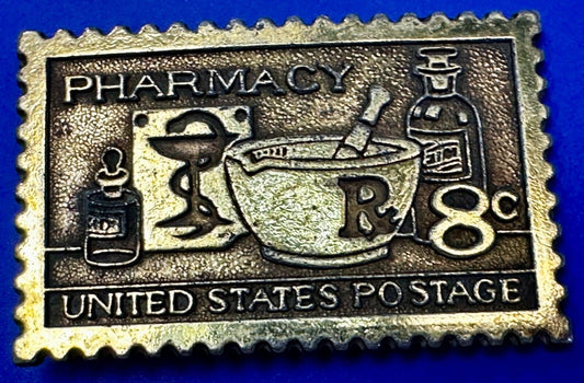 United States Postage Stamp Pharmacy Rx 8 Cent Pharmacist Belt Buckle