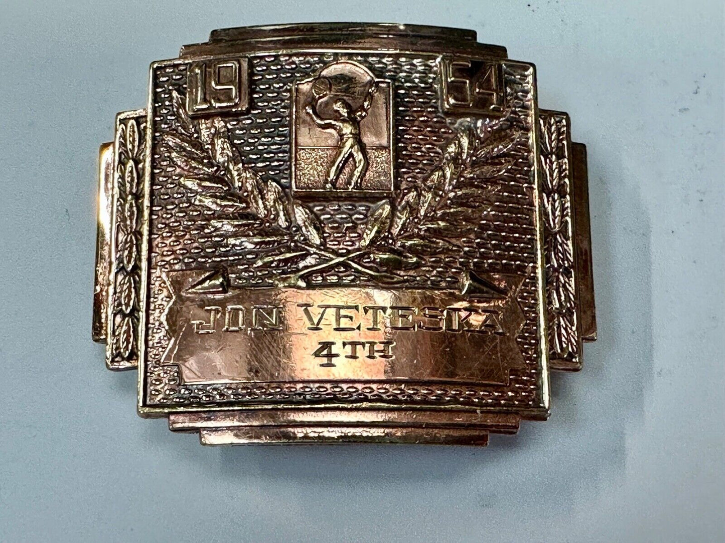 1954 Tennis Trophy Match 4th place Award Dress vintage belt buckle