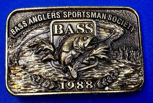 1988 Bass Anglers Sportsman Society Club Great American Belt Buckle