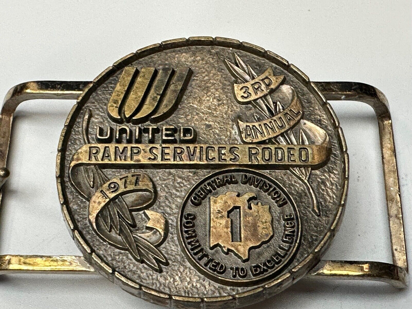 United Airlines Ramp Services Rodeo Central Division 3rd Annual 1977 Belt Buckle