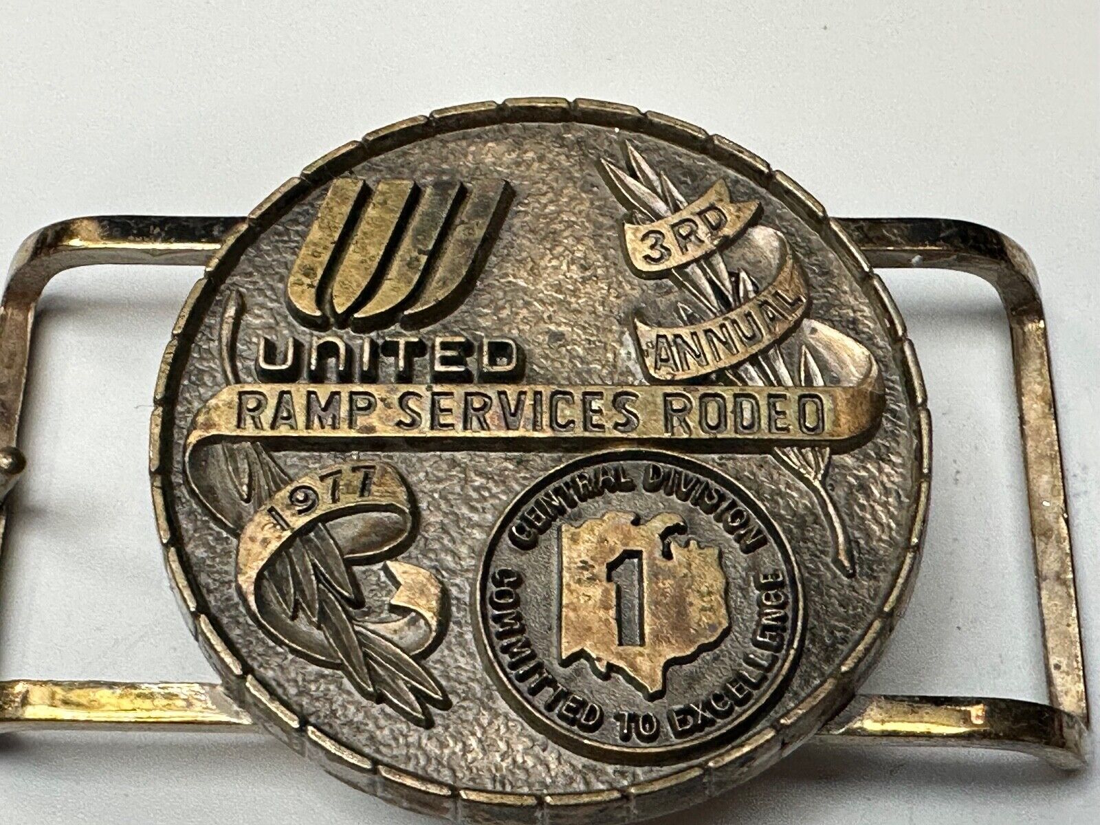 United Airlines Ramp Services Rodeo Central Division 3rd Annual 1977 Belt Buckle