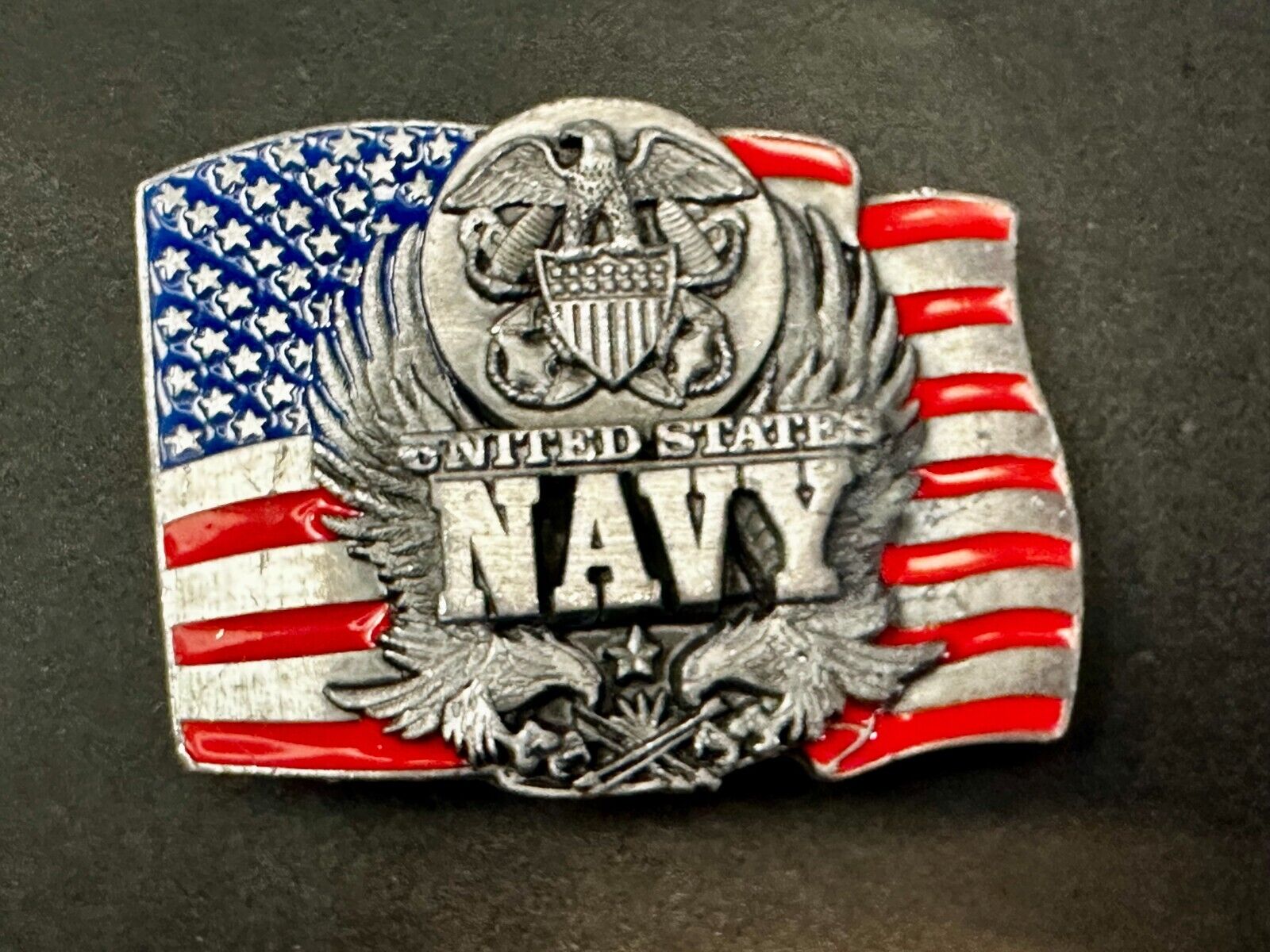 United States Navy Patriotic Flag Eagle Naval Seal Vtg 1991 Belt Buckle Siskiyou
