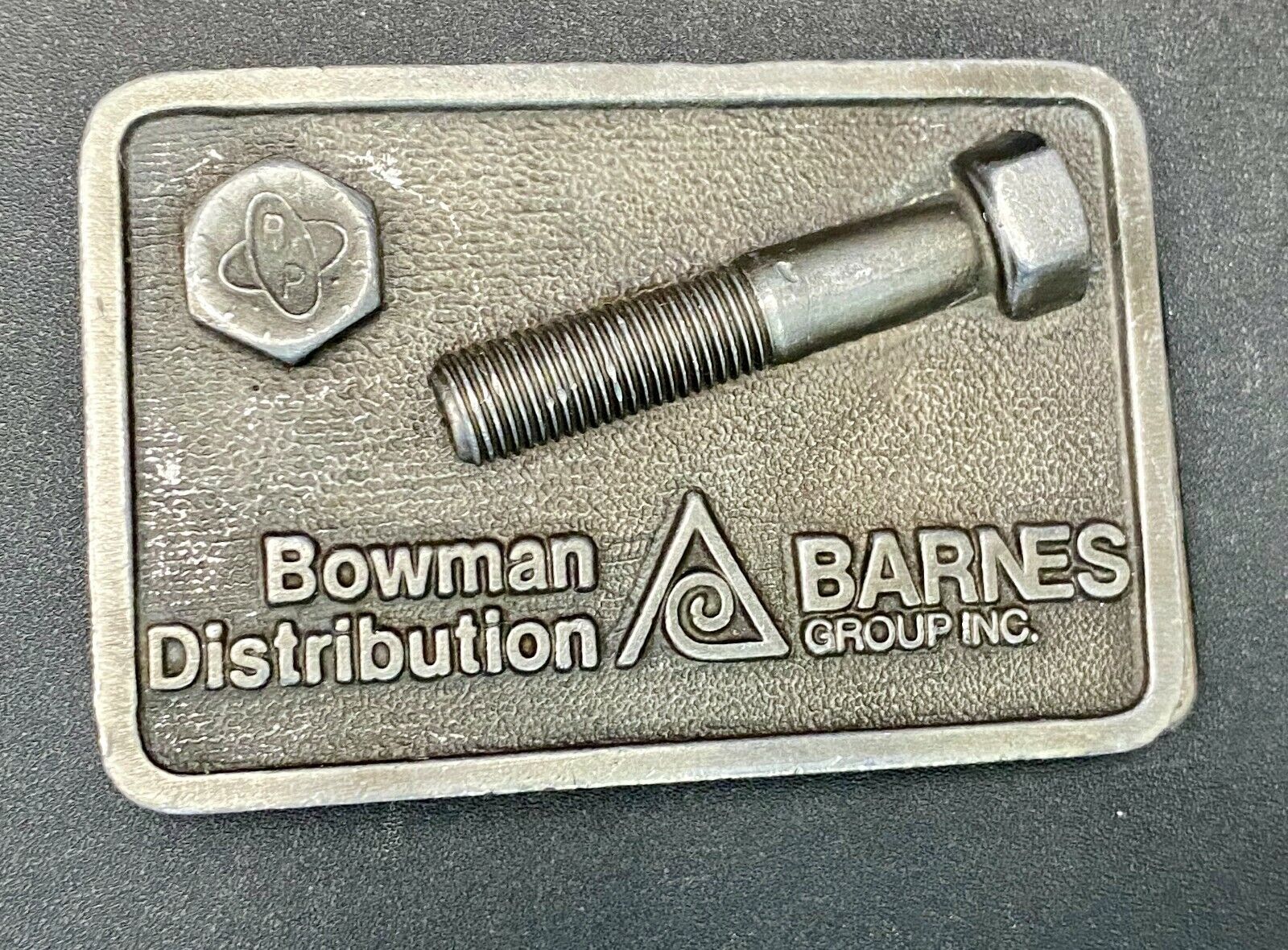 VINTAGE 1970s **BOWMAN DISTRIBUTION BARNES GROUP INC.** BELT BUCKLE 