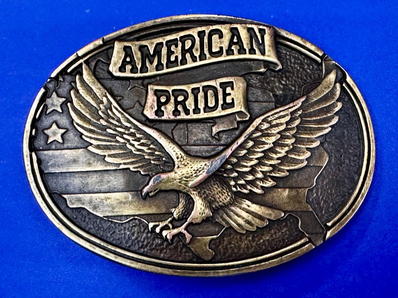 American Pride USA Flag Patriotic Bald Eagle United States Oval Belt Buckle