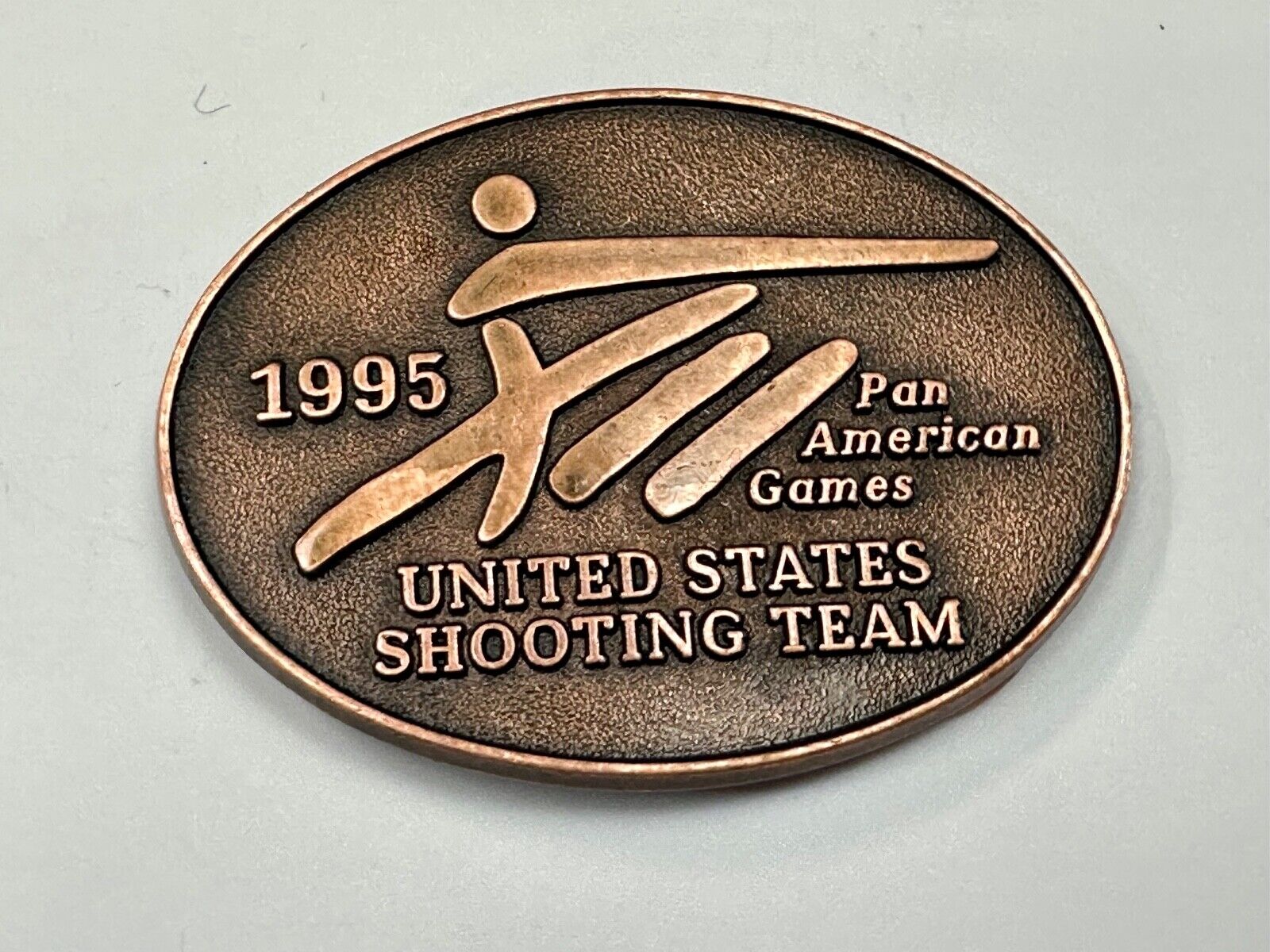 1995 United States US Shooting Team Pan American Am games belt buckle