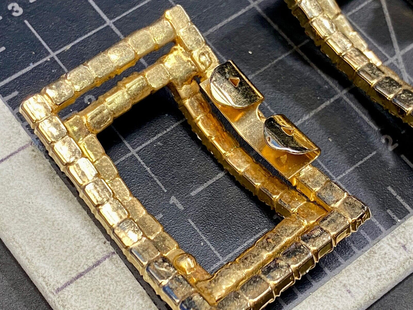 Vintage Interlocking Rectangles, Two Piece Rhinestone Covered Belt Buckle 