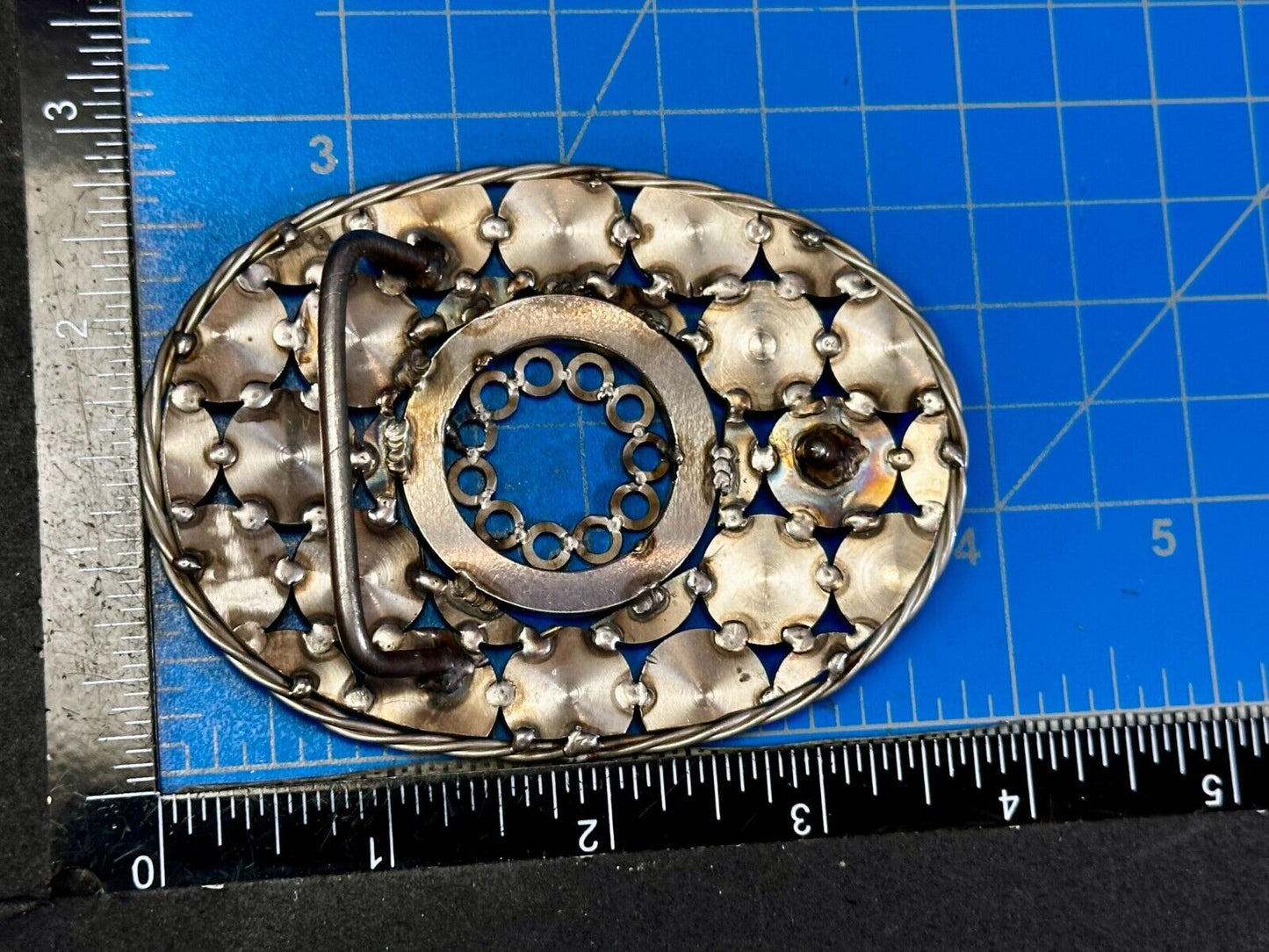 Unique Welder Machine Shop Folk Industrial Art Quality Artisan Oval Belt Buckle
