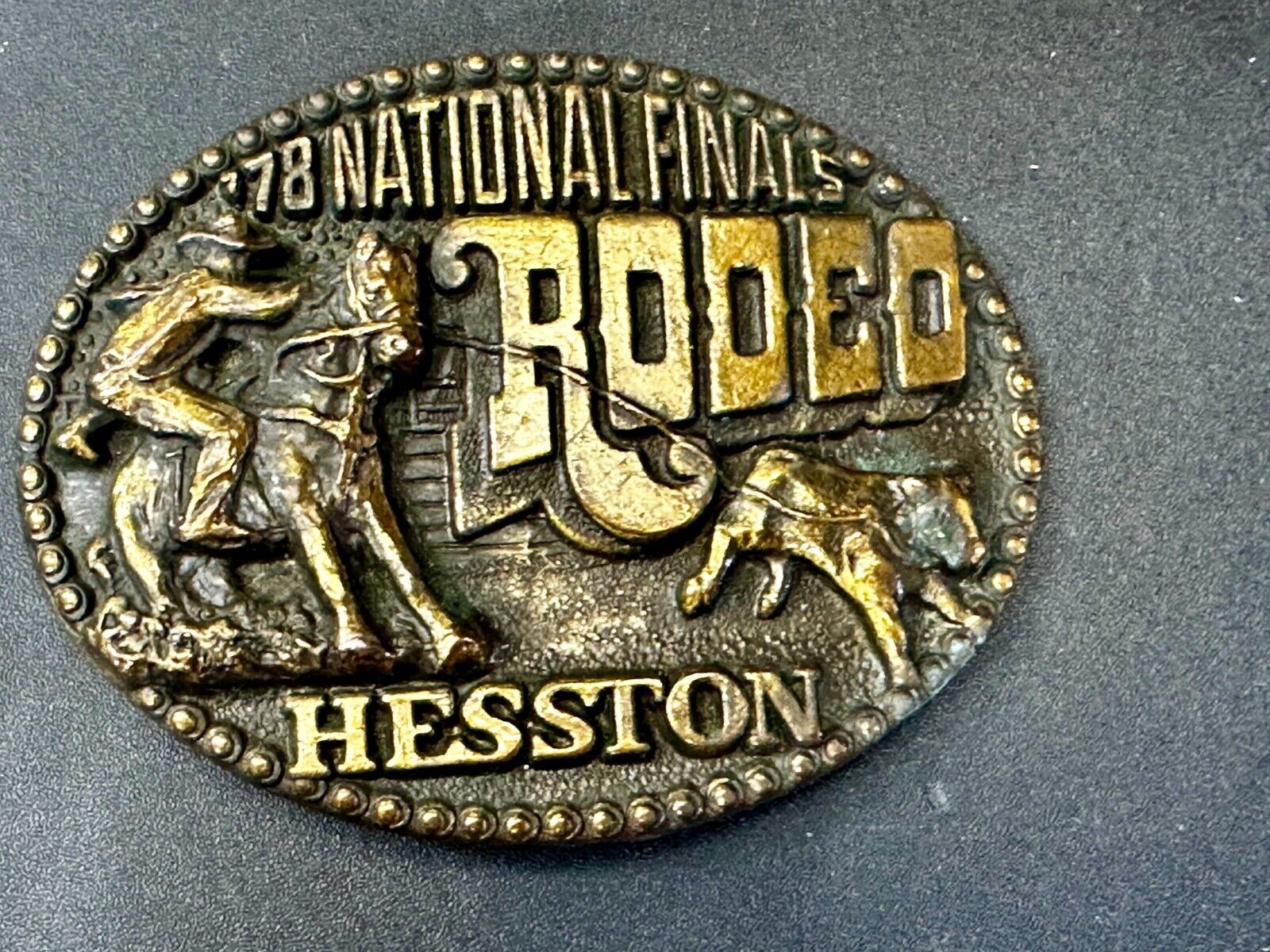 1978 Hesston National Finals Rodeo NFR Rodeo Cowboys NOS Western Belt Buckle