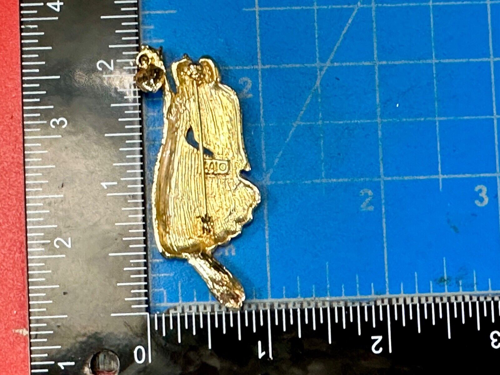 AAI vintage two tone rhinestone accented Holliday angel brooch pin