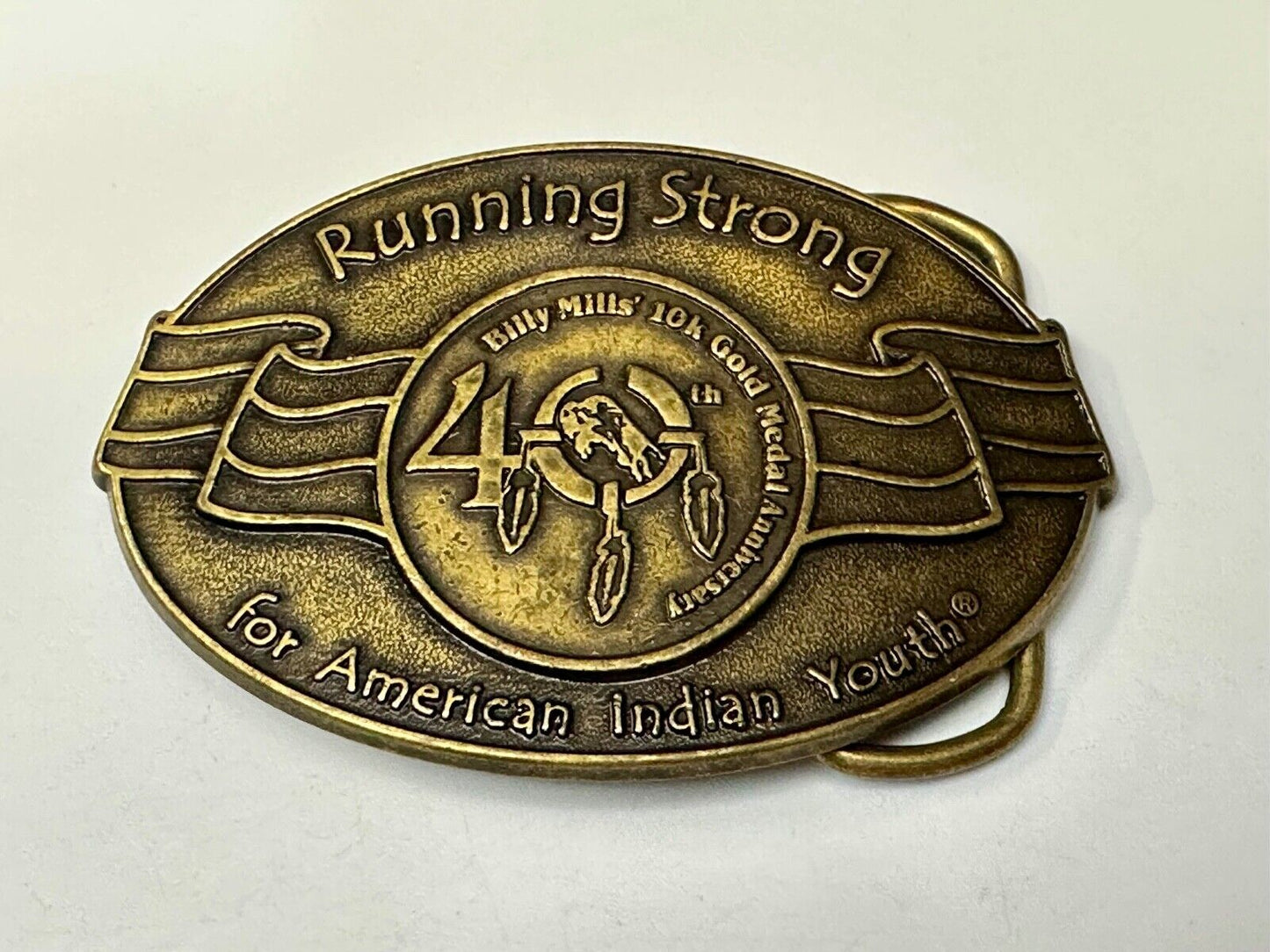 40 years! Native American Indian Youth Running Strong belt buckle