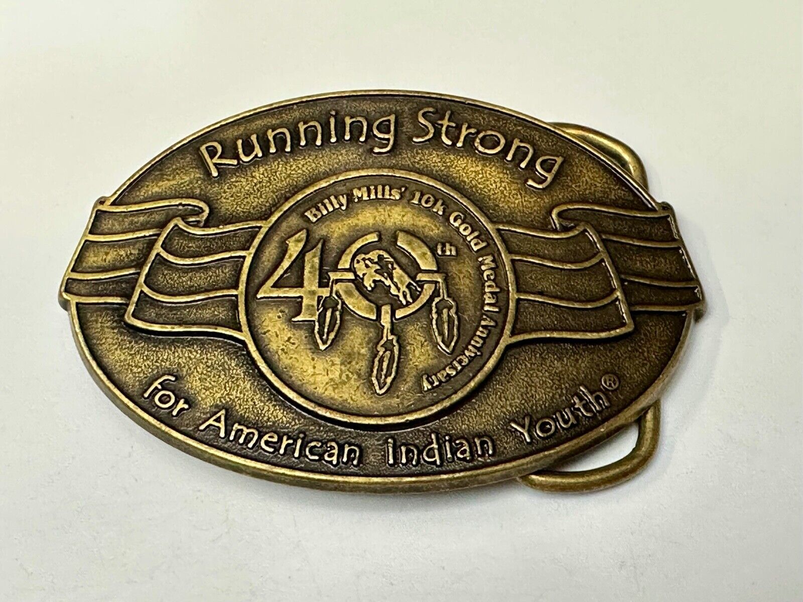 40 years! Native American Indian Youth Running Strong belt buckle