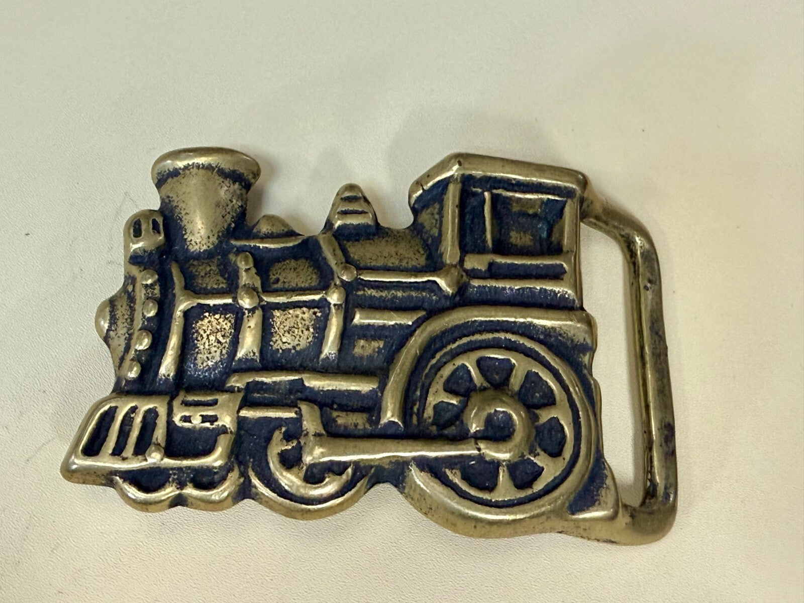 Toy Railroad Steam Engine Locomotive Train Cutout Solid Brass Belt Buckle