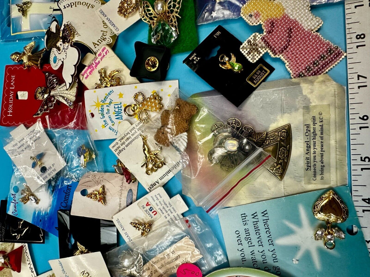 Around 40 Angle NOS Religious Brooches Pins Resale Bulk Lot Junk Drawer Grab Bag