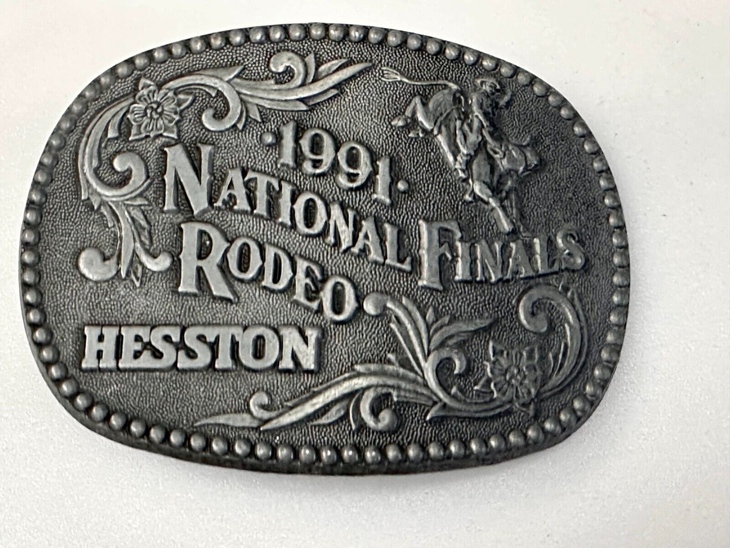 1991 Hesston NFR National Finals Rodeo Cowboys Western ADM Belt Buckle