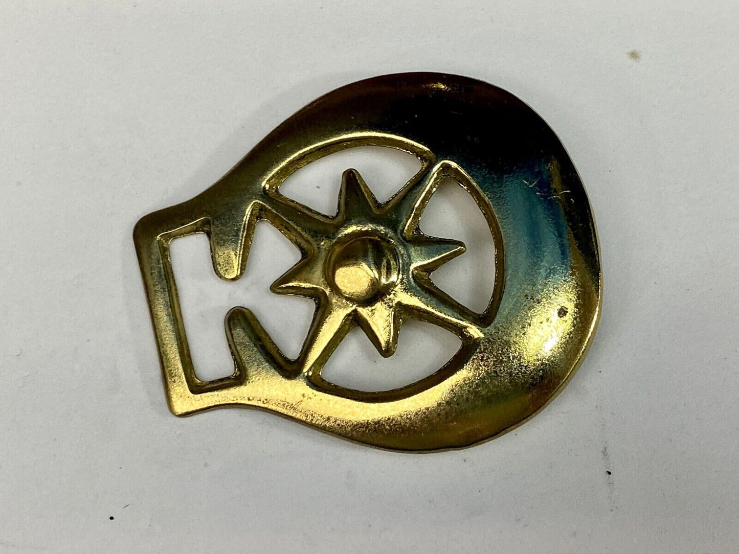 Vintage Horse Saddle Medallion Solid Brass nights STAR or cowgirls belt buckle!