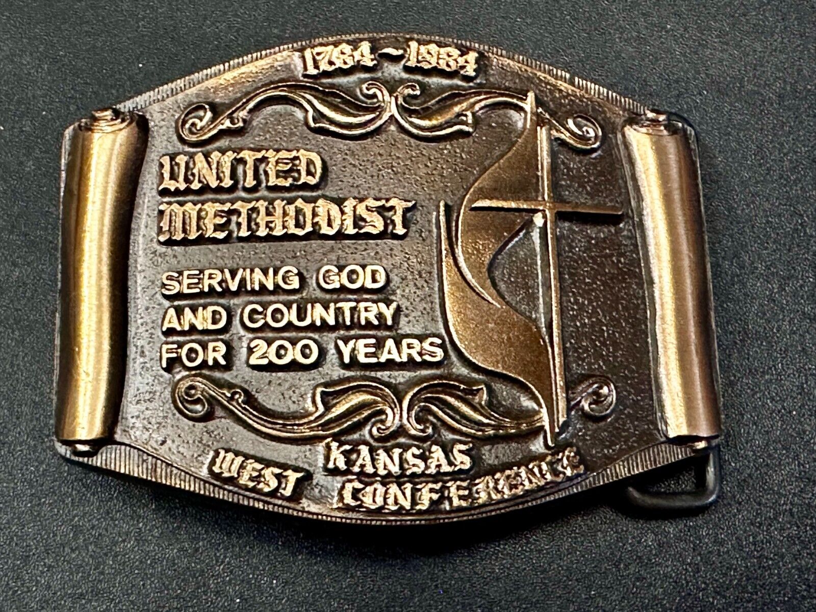 United Methodist Church Kansas West Conference 200Years Solid Bronze Belt Buckle