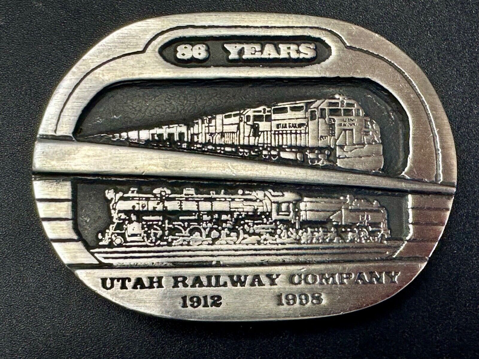 Utah Railway Co Vtg Train Railroad 86 Years - Gary Prazen Sculpture Belt Buckle