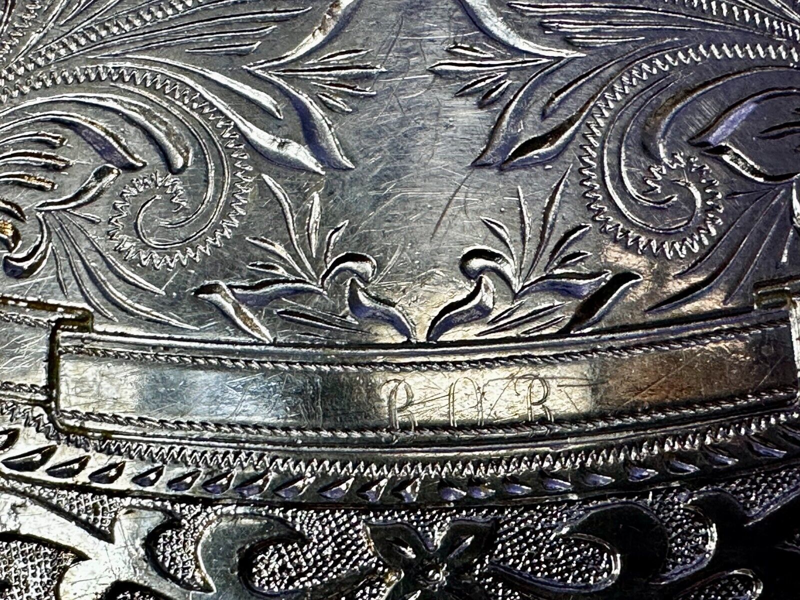 Vintage Award Ribbon Scroll  Western Flower Swirl Design Used Belt Buckle