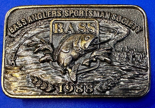 1988 Bass Anglers Sportsman Society Great American 3" Belt Buckle Co