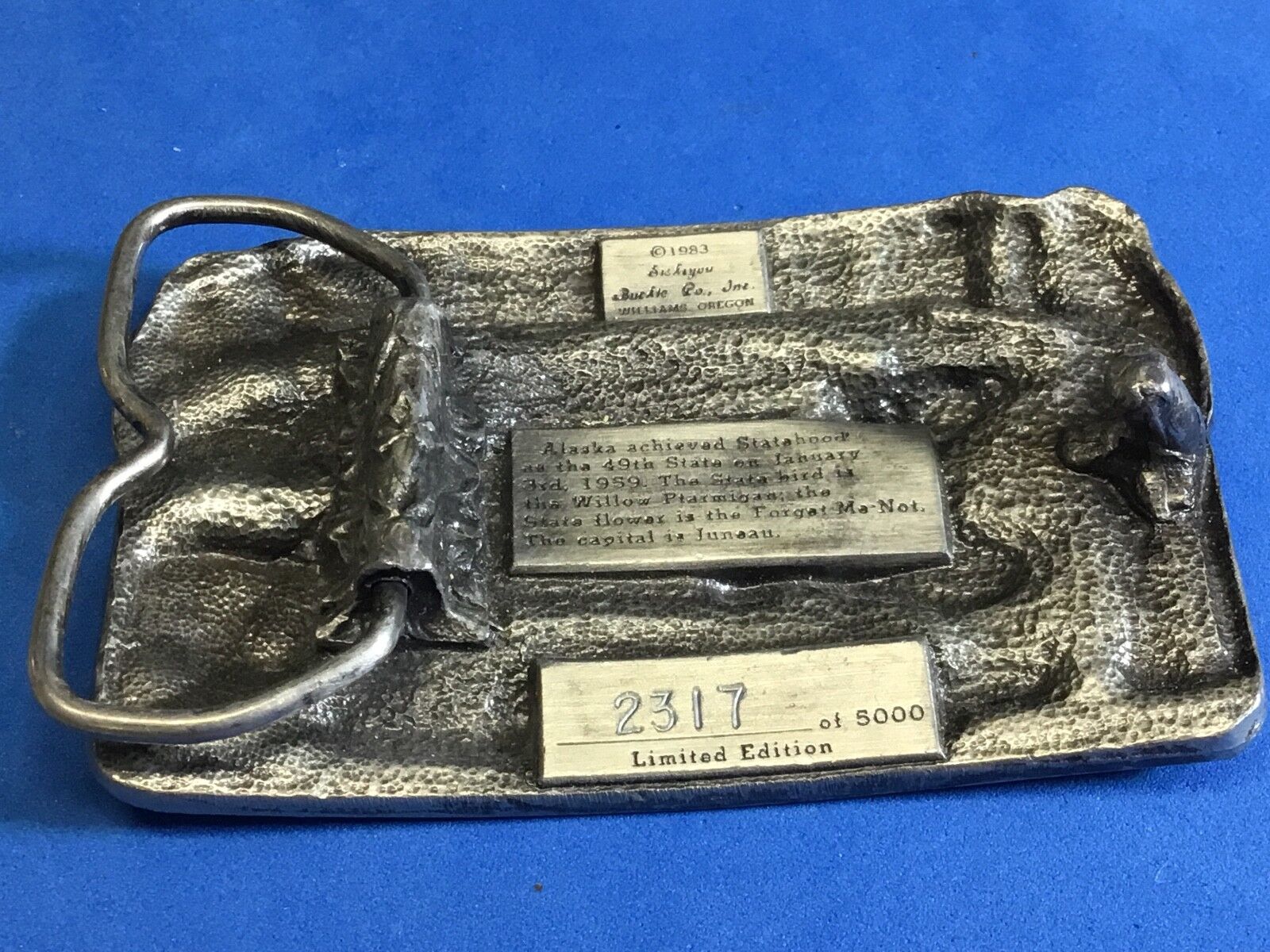 Alaska 25 Years Statehood Solid Pewter Vintage 1973 Siskiyou Belt Buckle