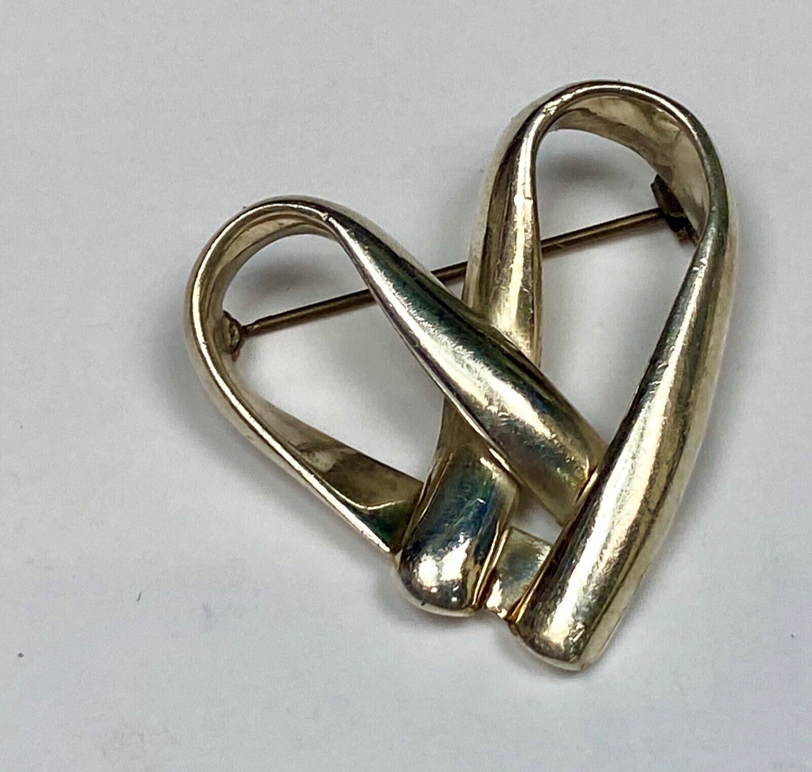 Vintage HEART Sterling Silver 925 vintage brooch pin marked M.F.Y