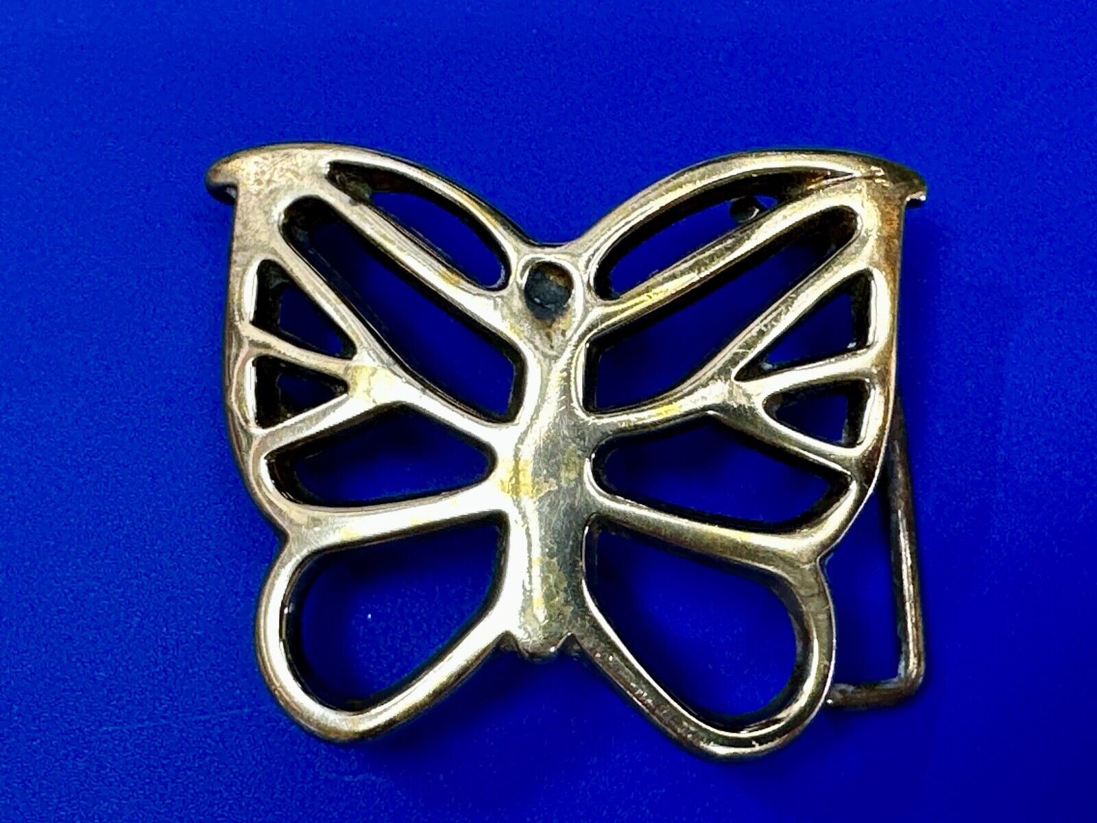 70s Butterfly Bug Insect Girl Kid Hippie Boho Animal Art Brass Vtg. Belt Buckle