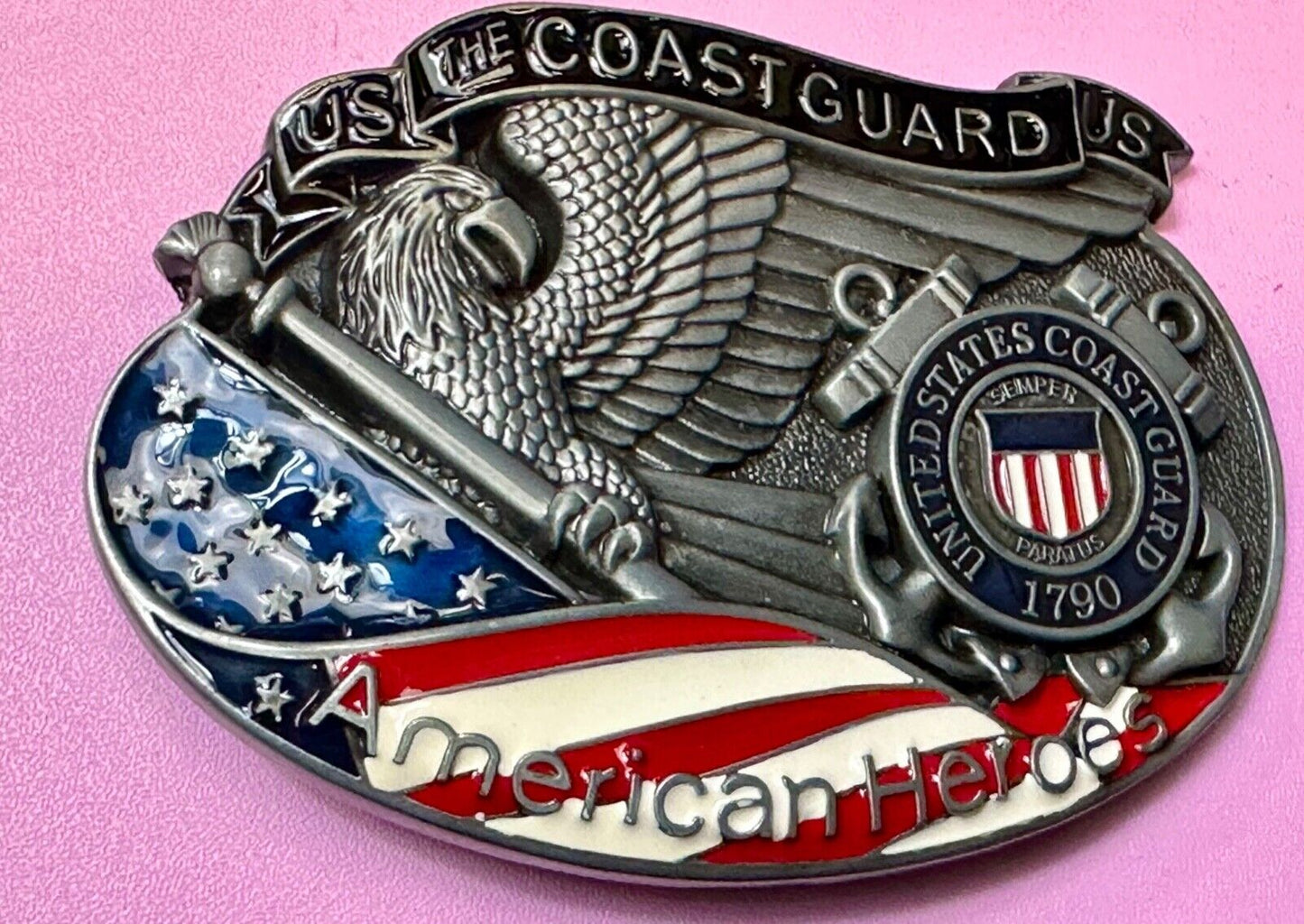US Coast Guard America's Heroes - since 1790 Patriotic United States belt buckle