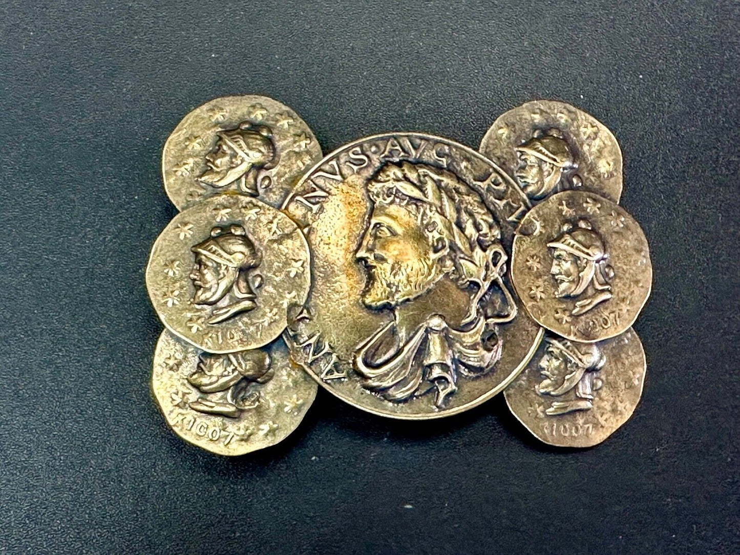 Antoninus Augustus IMP ANTONINVS PIVS AVG world coin cluster cutout belt buckle