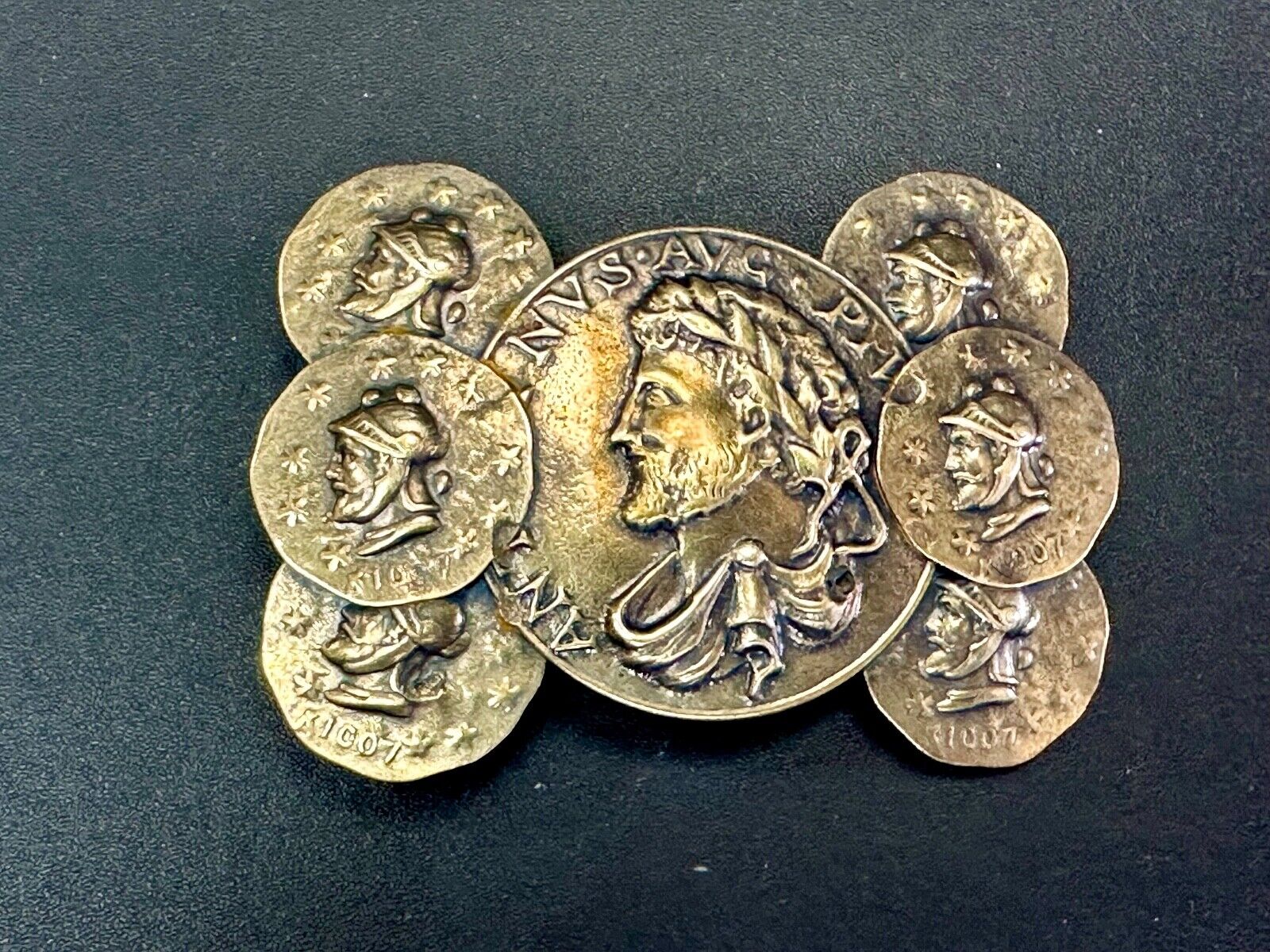 Antoninus Augustus IMP ANTONINVS PIVS AVG world coin cluster cutout belt buckle