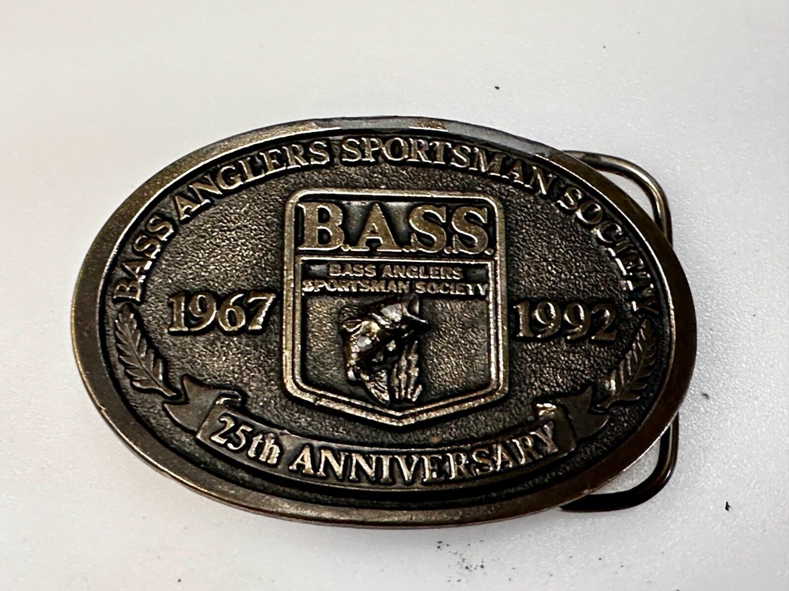 1992 Bass Anglers Sportsman Society Club 25th Anniversary Fishing Belt Buckle