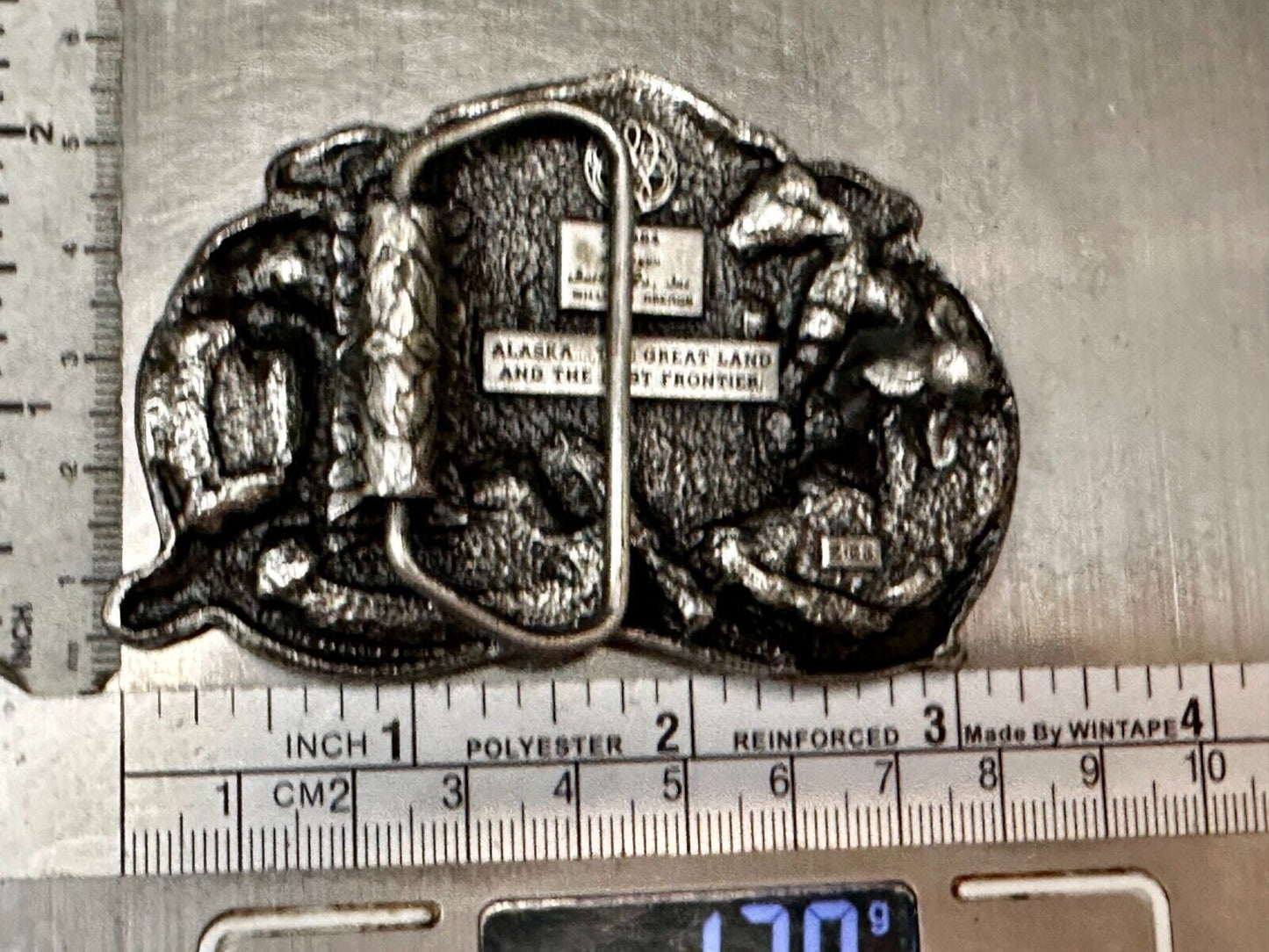 Alaska The Great Land Last Frontier State Map Vintage 1984 Siskiyou Belt Buckle