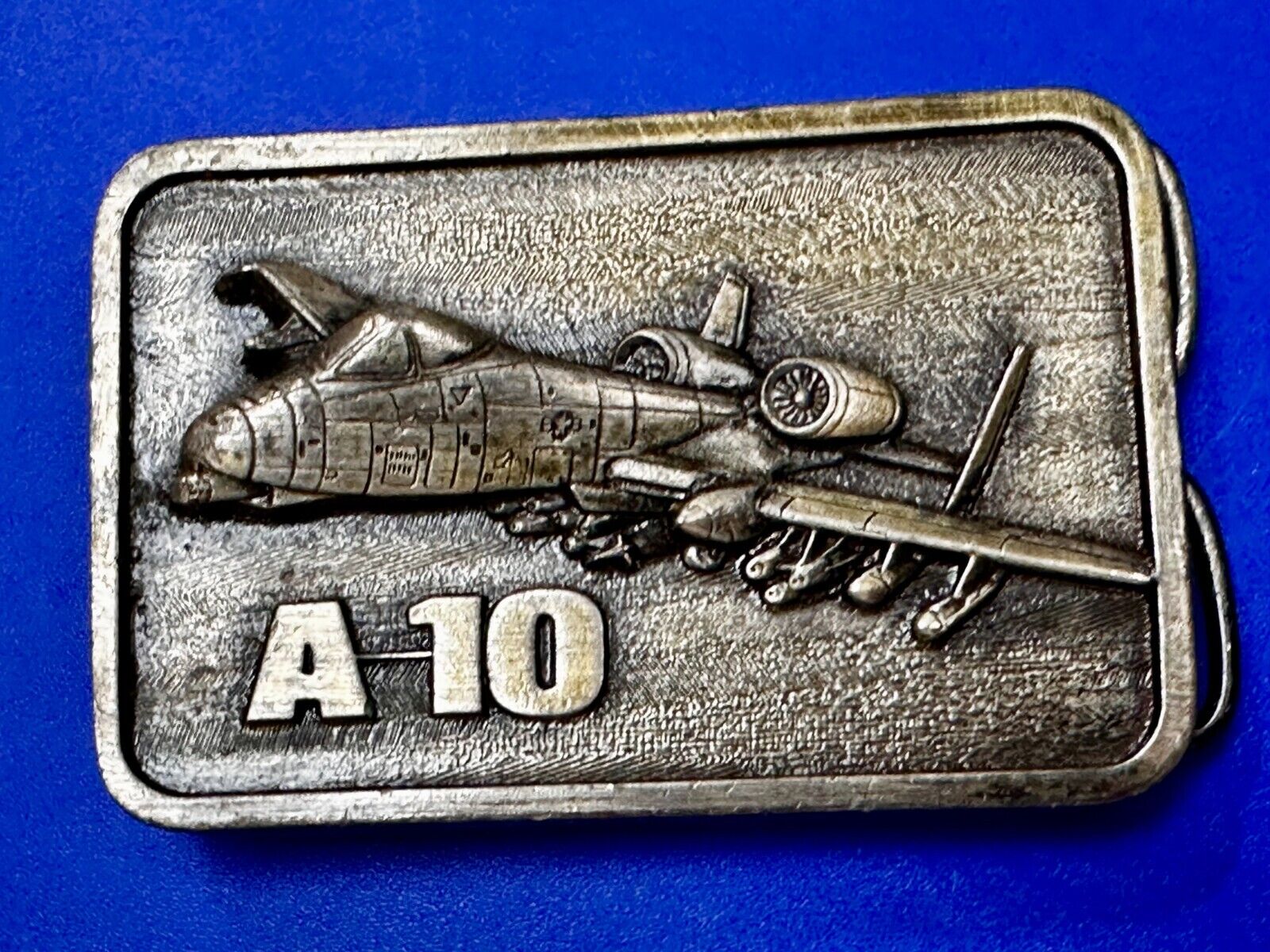 A-10 Thunderbird Warthog Air Force Fighter Jet Silver Tone Vintage Belt Buckle