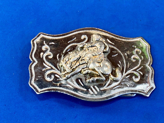 Vintage Horse Cowboy Saddle Bronc Buster Belt Buckle Made in Japan 