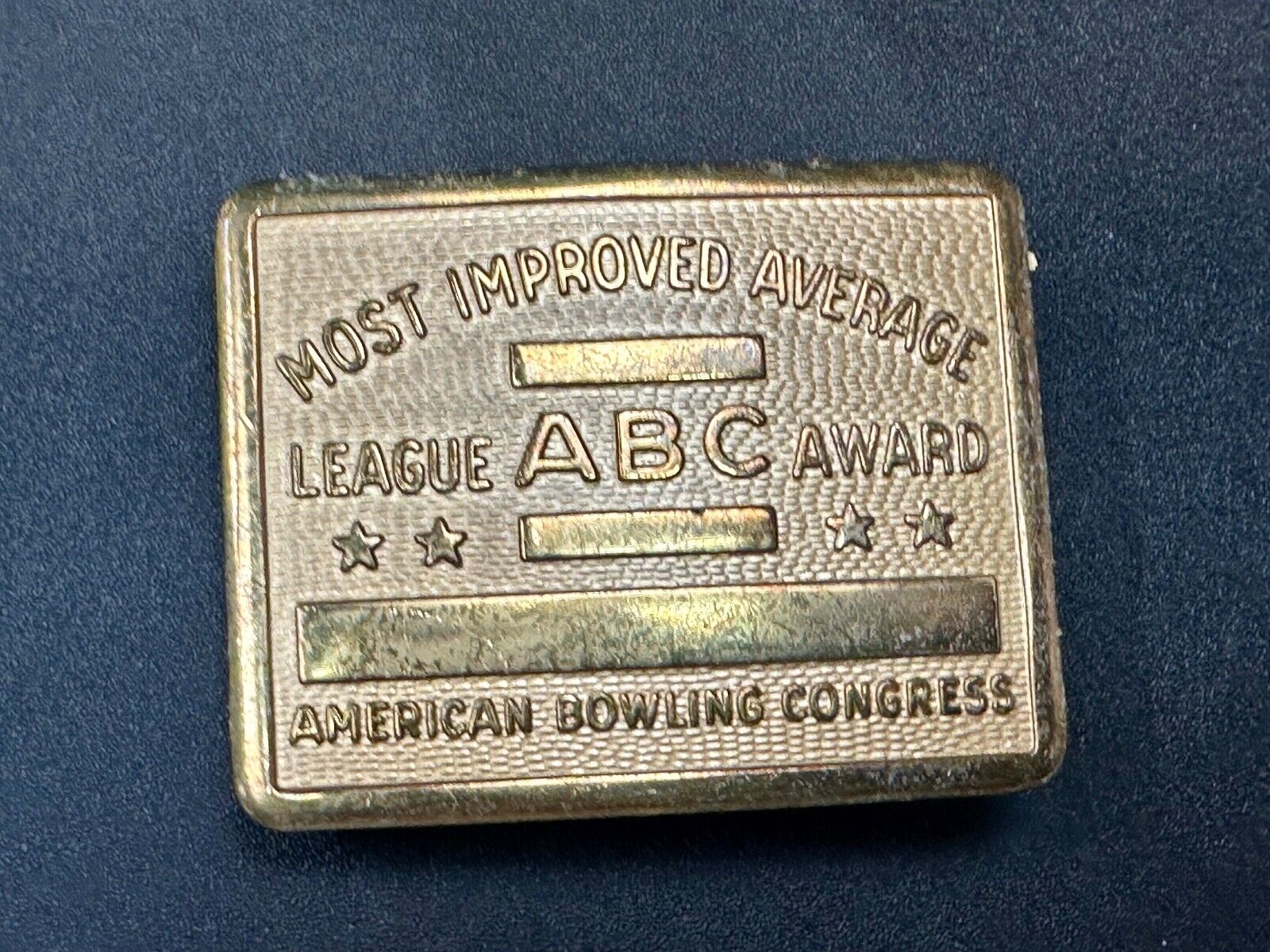 ABC Bowling League Award - NOT engraved most improved trophy belt buckle