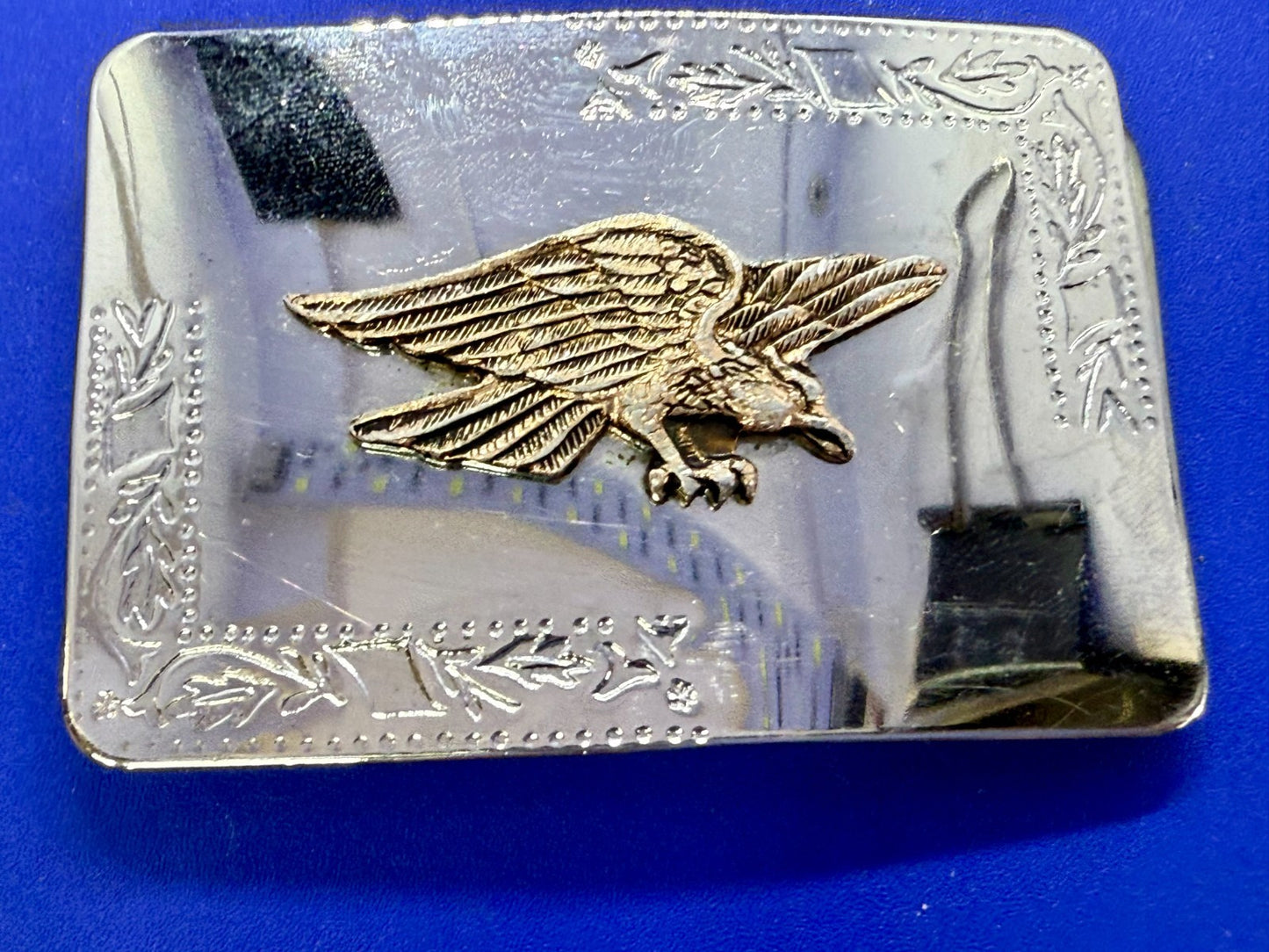 American Eagle Flying Diving Hunting on Reflective Two Tone Western Belt Buckle