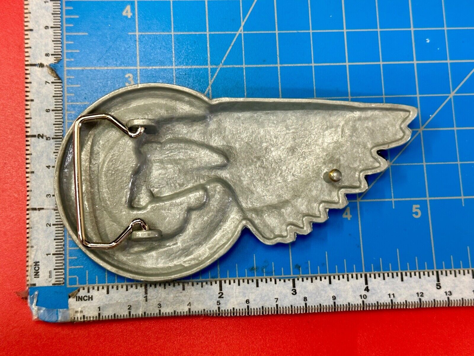 Bikers Skull with Eagle Wing and Motorcycle Wheel figural belt buckle