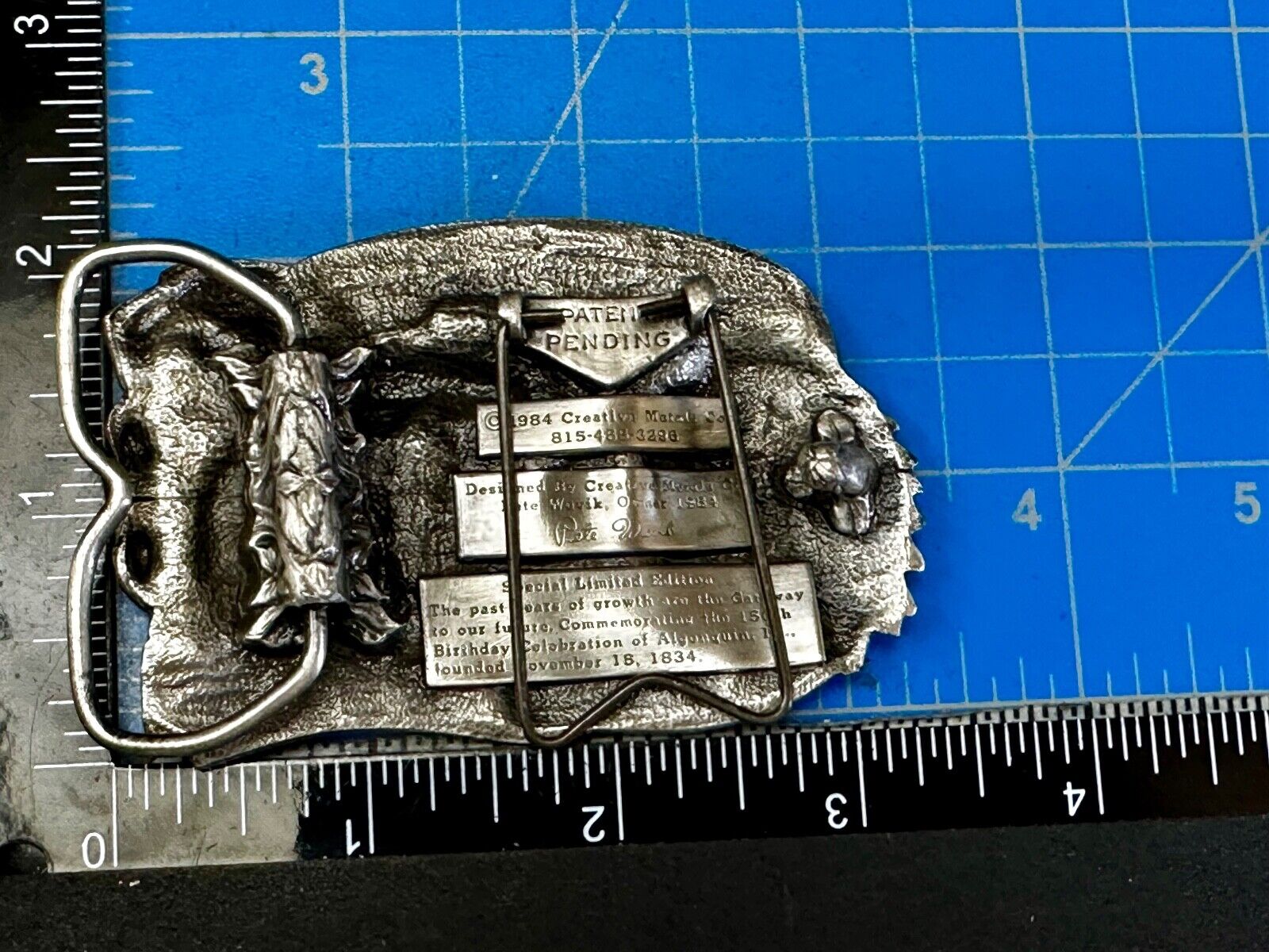 Algonquin Illinois 150th Birthday Celebration Vintage Belt Buckle or Freestand