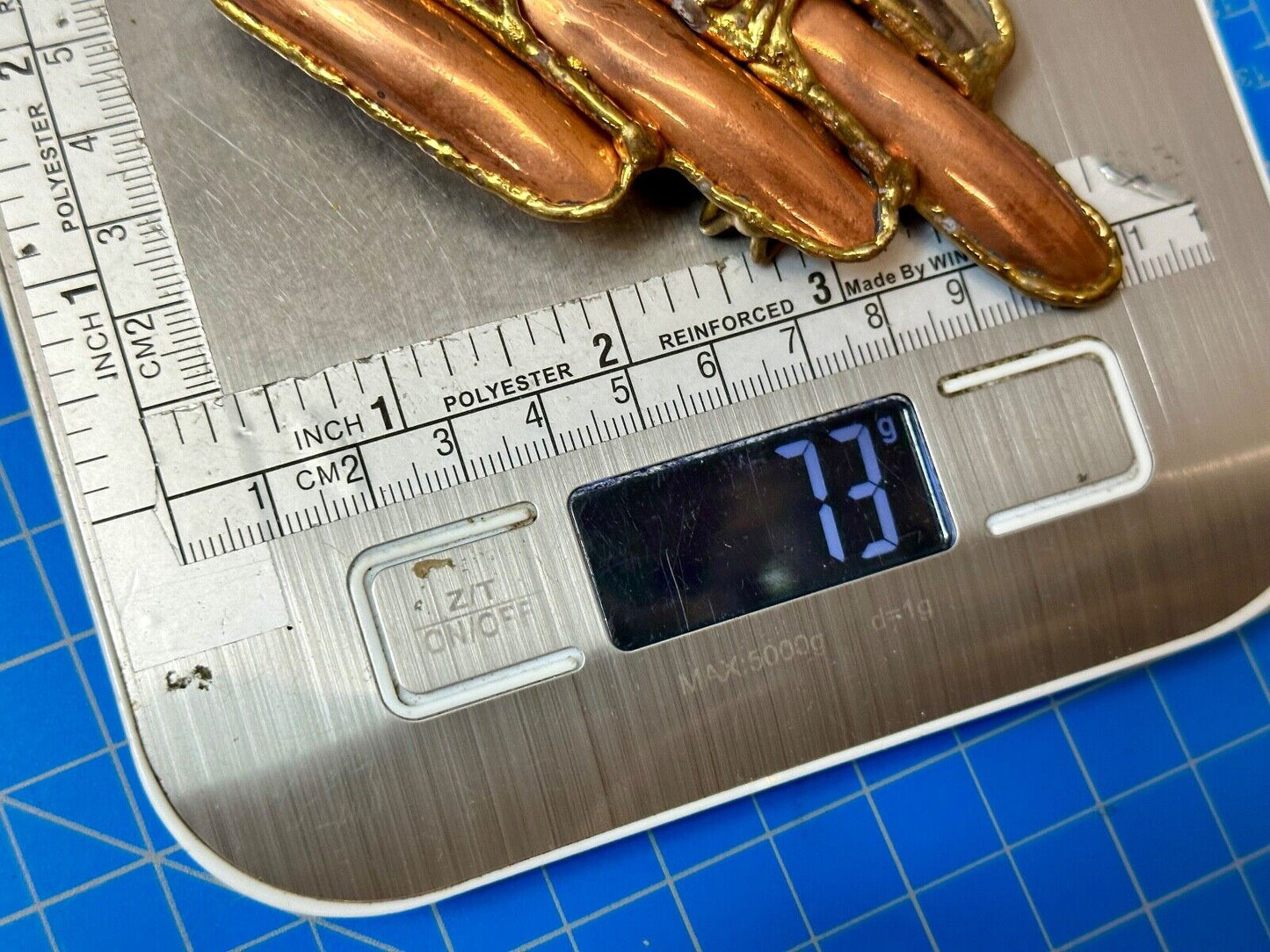 Vintage LARGE mixed metal chunky belt buckle slide / Made in India