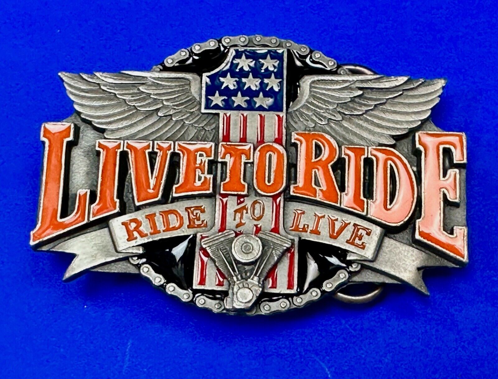 #1 Live to ride - Eagle Flag Bikers Motorcycles X-7 Siskiyou belt buckle