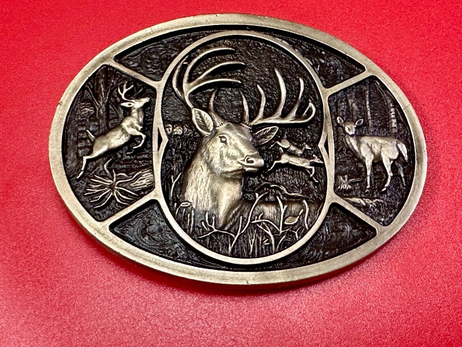 Vintage Deer Buck Doe  Heritage Attitude Belt Buckle by Montana Silversmiths