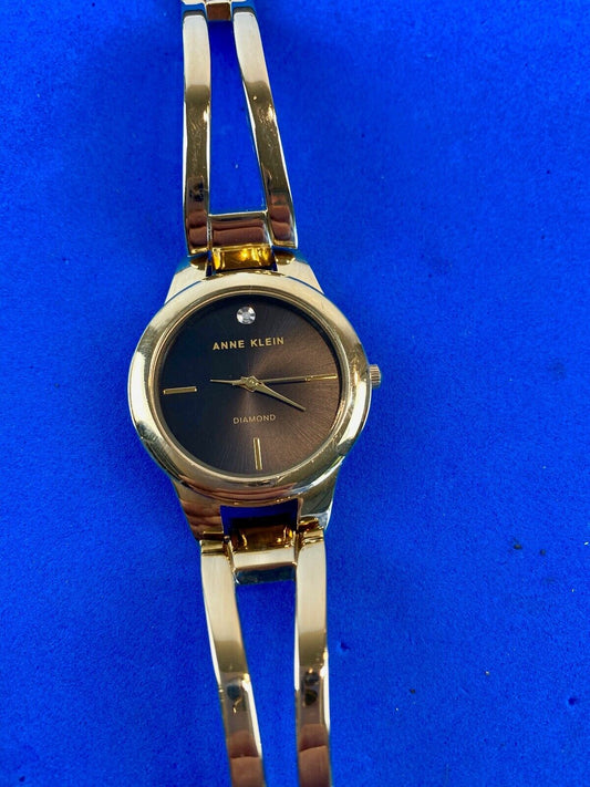 AK Annie Klein DIAMOND women's quartz watch black face - fresh battery 