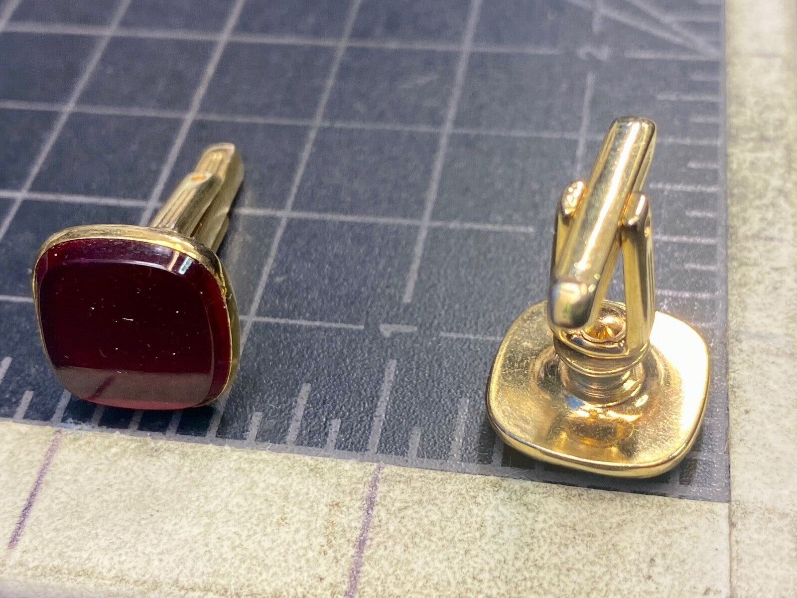 Vintage Hickok Large Pair Of Gold Tone - Black Face Cufflinks In Case 