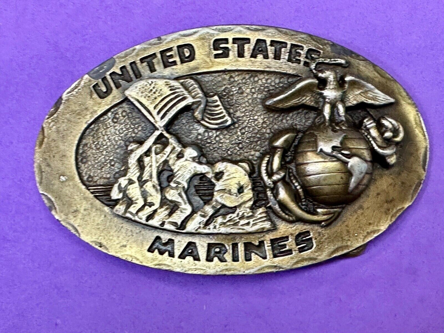 United Sates Marines Fallen Soldiers Monument  Flag 1975 Baldwin belt buckle
